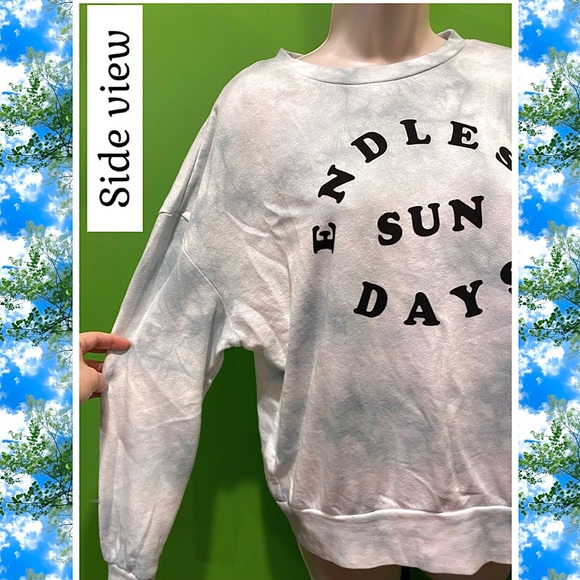 XS NWOT Blue-Gray Tie Dye Sweatshirt w graphics Endless SunDays-RUNS BIG - Picture 4 of 14